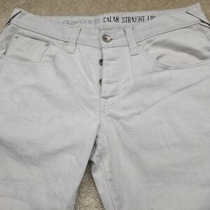 G by Guess Calan Straight Leg Jeans Mens 32x32 White Button Fly Casual